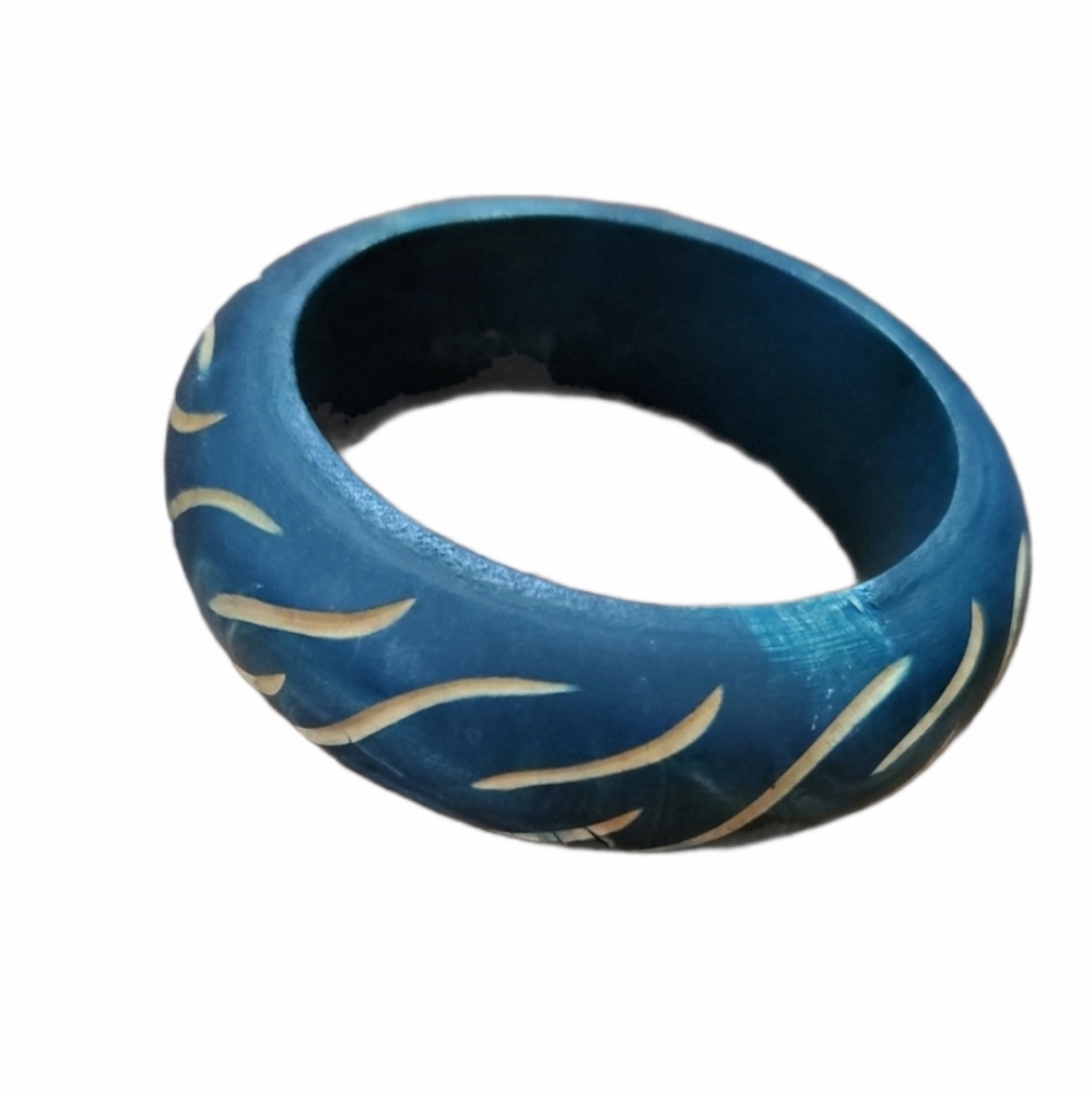 Wooden turquoise teal bangle wood bracelet Wood
